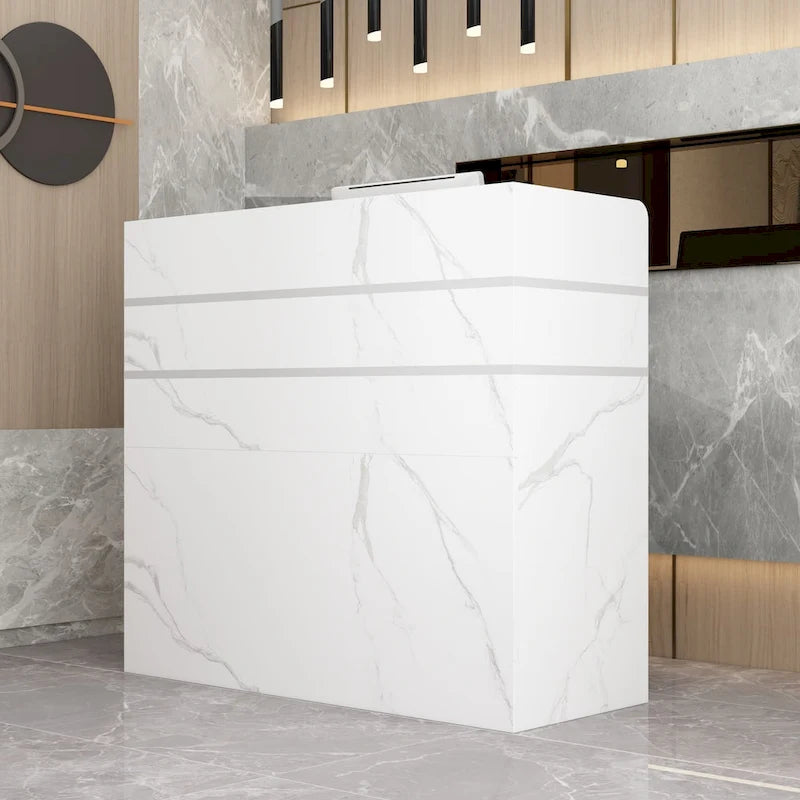   47.2L Reception Counter Desk with Lockable Drawers Table
