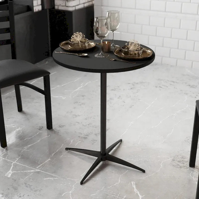 Table basse ronde en bois de 24 po avec colonnes de 30 et 42 po