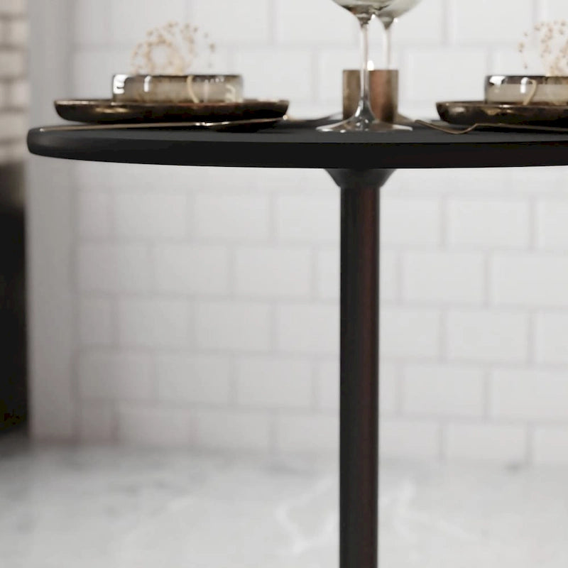 Table basse ronde en bois de 24 po avec colonnes de 30 et 42 po