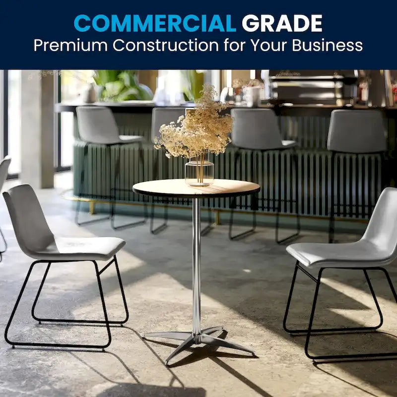 Table basse ronde en bois de 24 po avec colonnes de 30 et 42 po