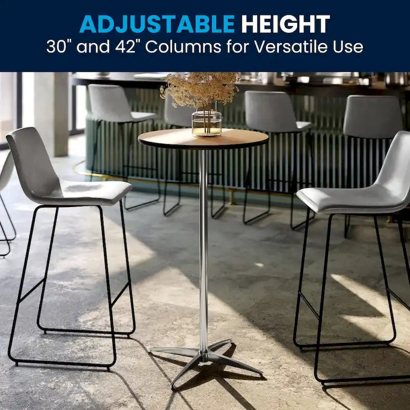 Table basse ronde en bois de 24 po avec colonnes de 30 et 42 po