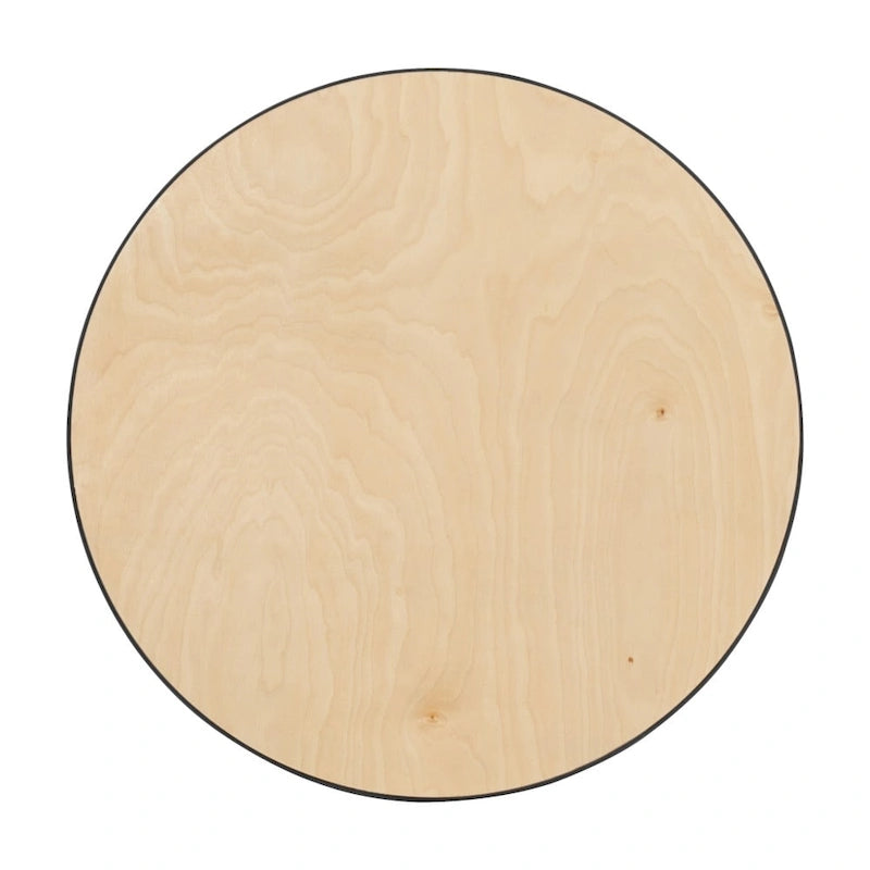 Table basse ronde en bois de 24 po avec colonnes de 30 et 42 po