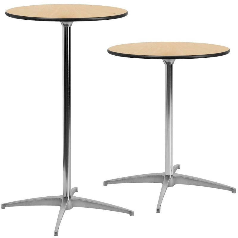 Table basse ronde en bois de 24 po avec colonnes de 30 et 42 po