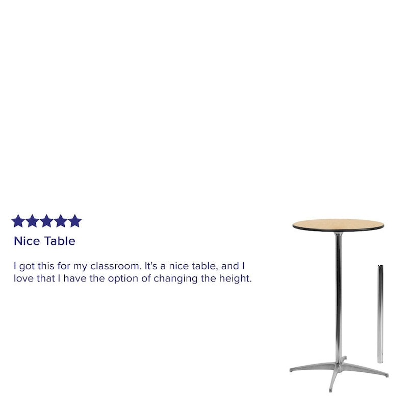 Table basse ronde en bois de 24 po avec colonnes de 30 et 42 po