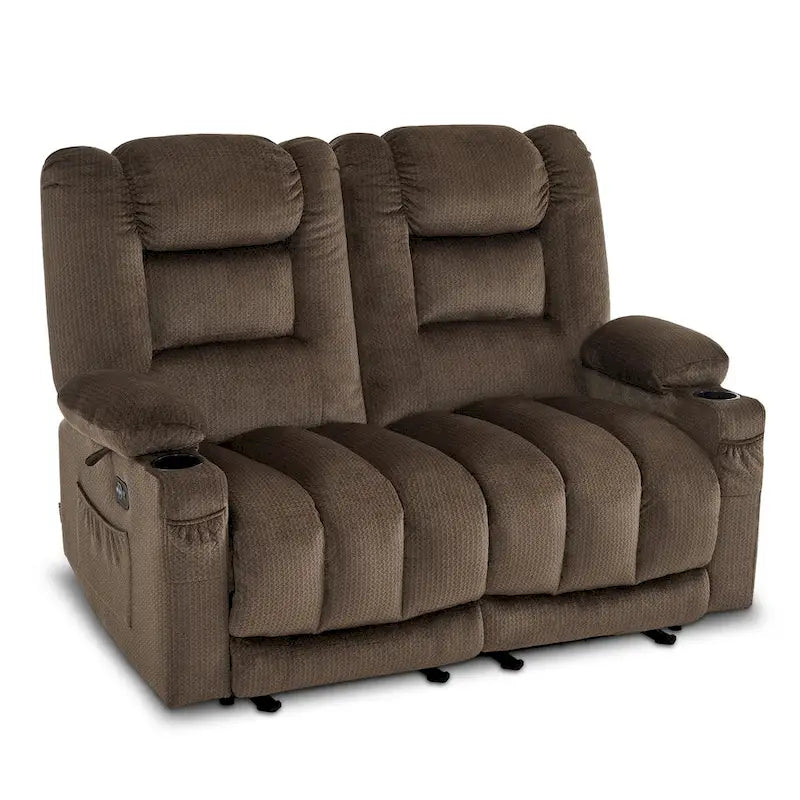   Power Reclining Loveseat Sofa with Heat and Massage, Fabric PR648