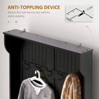 Meuble d'entrée 3-en-1 de 96,5 cm avec banc de rangement, porte-manteau à quatre crochets et rangement à chaussures, noir