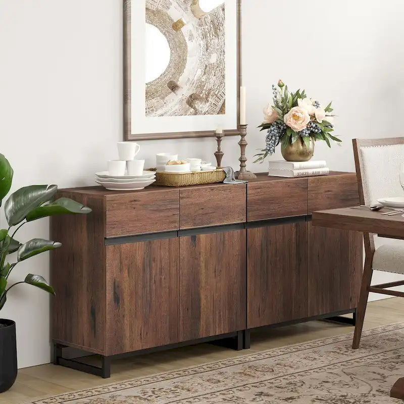   Modern Buffet Sideboards with Adjustable Shelves, Coffee Bar Table for Dining Room