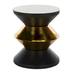 Table d'appoint Margunde noire/dorée avec plateau en pierre - 14,3 x 14,3 x 16 - 14L x 14P x 15H