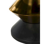 Table d'appoint Margunde noire/dorée avec plateau en pierre - 14,3 x 14,3 x 16 - 14L x 14P x 15H