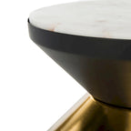 Table d'appoint Margunde noire/dorée avec plateau en pierre - 14,3 x 14,3 x 16 - 14L x 14P x 15H