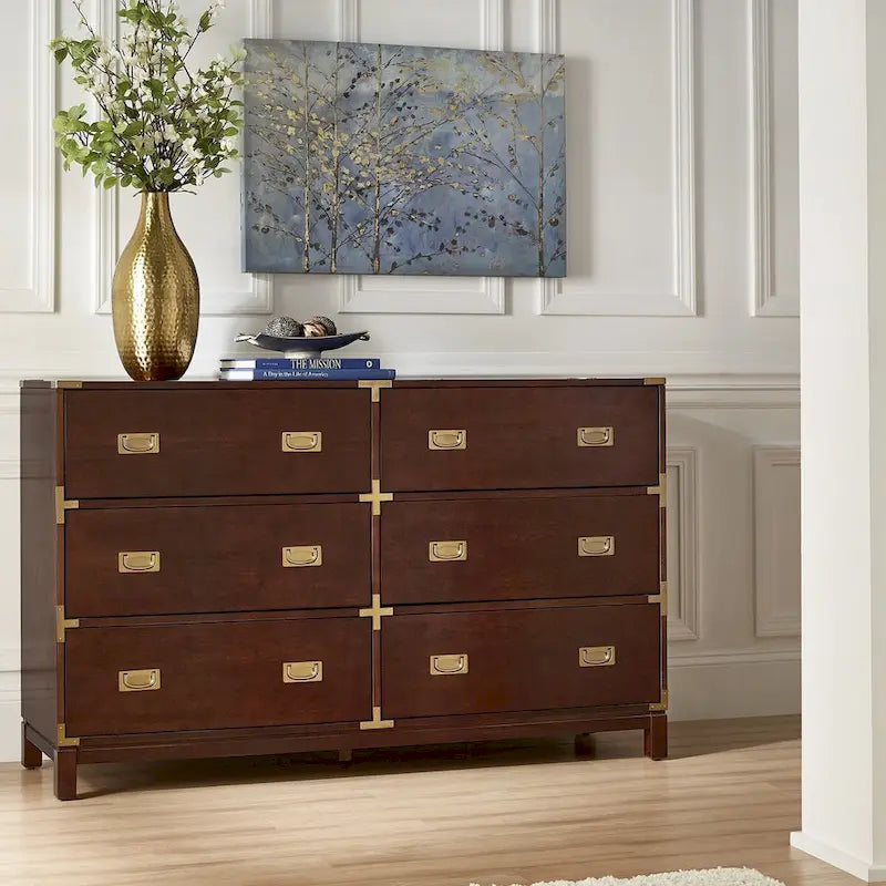 Commode 6 tiroirs à accents dorés Kedric par Bold
