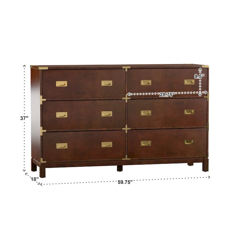 Commode 6 tiroirs à accents dorés Kedric par Bold