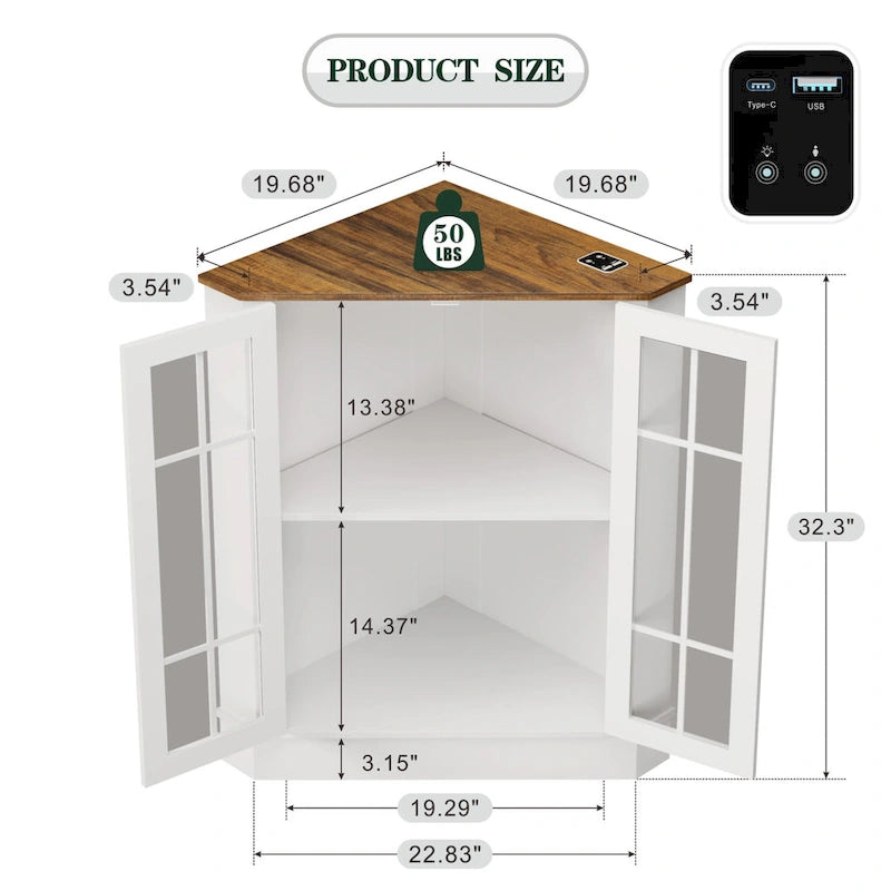 Meuble d'angle de rangement large de 20 po - S/O