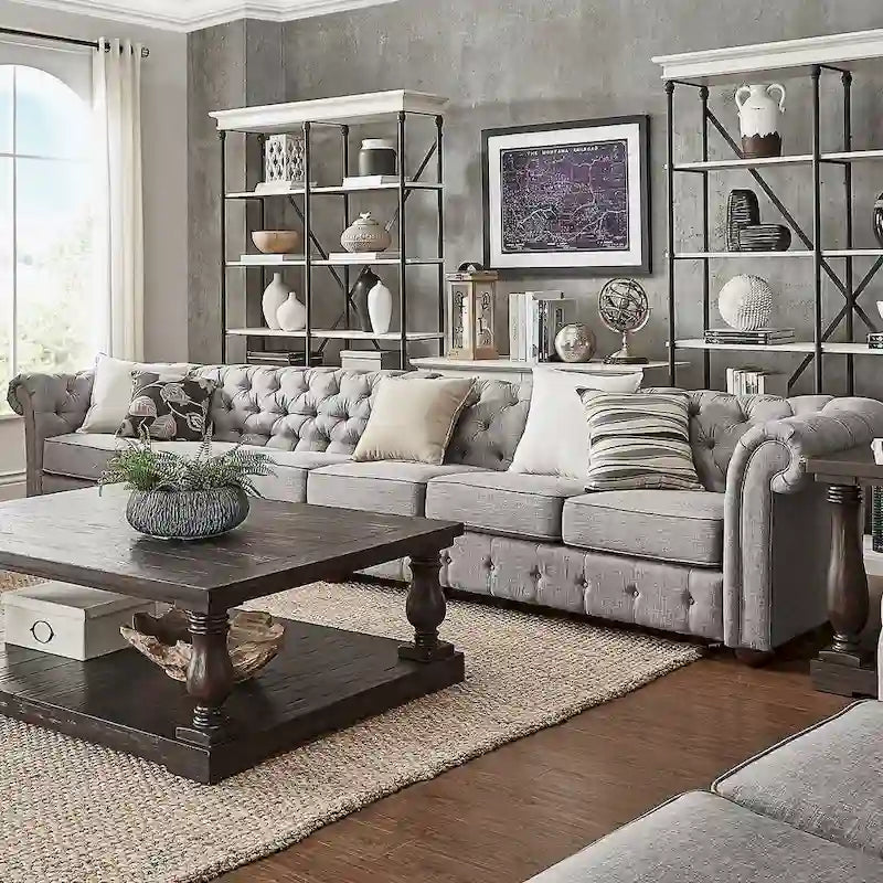 Knightsbridge Light-grey Extra Long Chesterfield Sofa by   Artisan