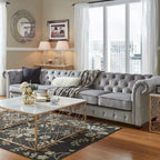 Canapé Chesterfield extra long gris clair Knightsbridge par Artisan