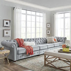Canapé Chesterfield extra long gris clair Knightsbridge par Artisan