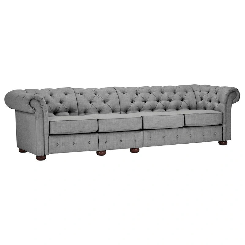Canapé Chesterfield extra long gris clair Knightsbridge par Artisan