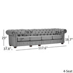 Canapé Chesterfield extra long gris clair Knightsbridge par Artisan