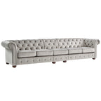 Canapé Chesterfield extra long gris clair Knightsbridge par Artisan