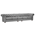 Canapé Chesterfield extra long gris clair Knightsbridge par Artisan
