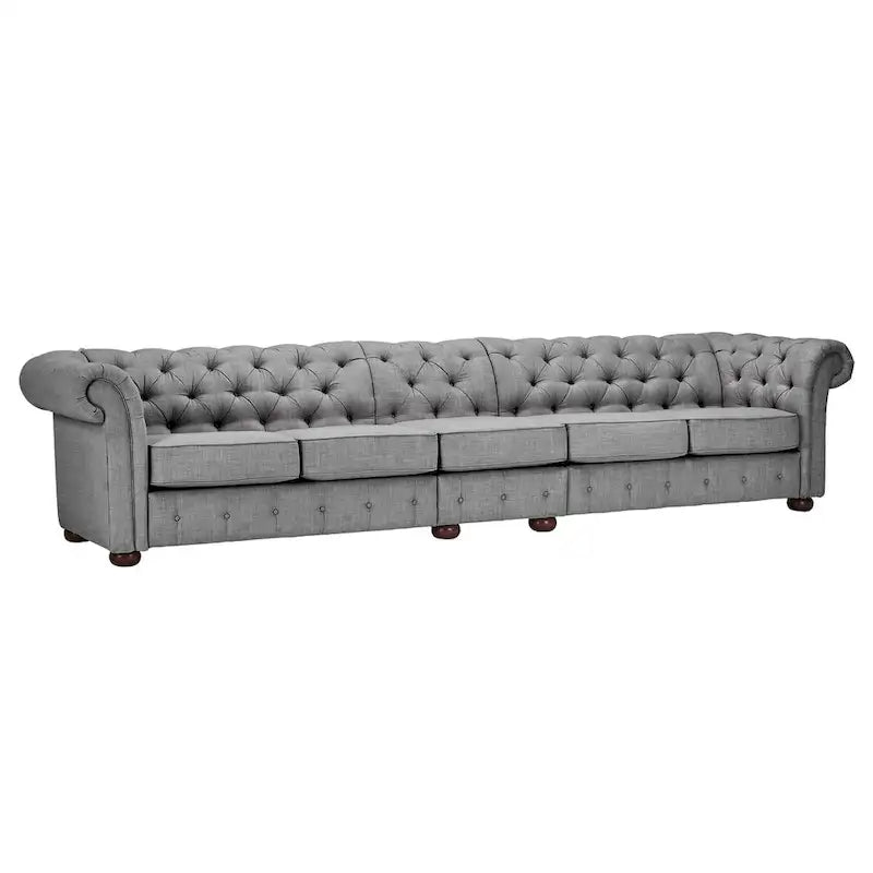 Canapé Chesterfield extra long gris clair Knightsbridge par Artisan