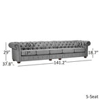 Canapé Chesterfield extra long gris clair Knightsbridge par Artisan