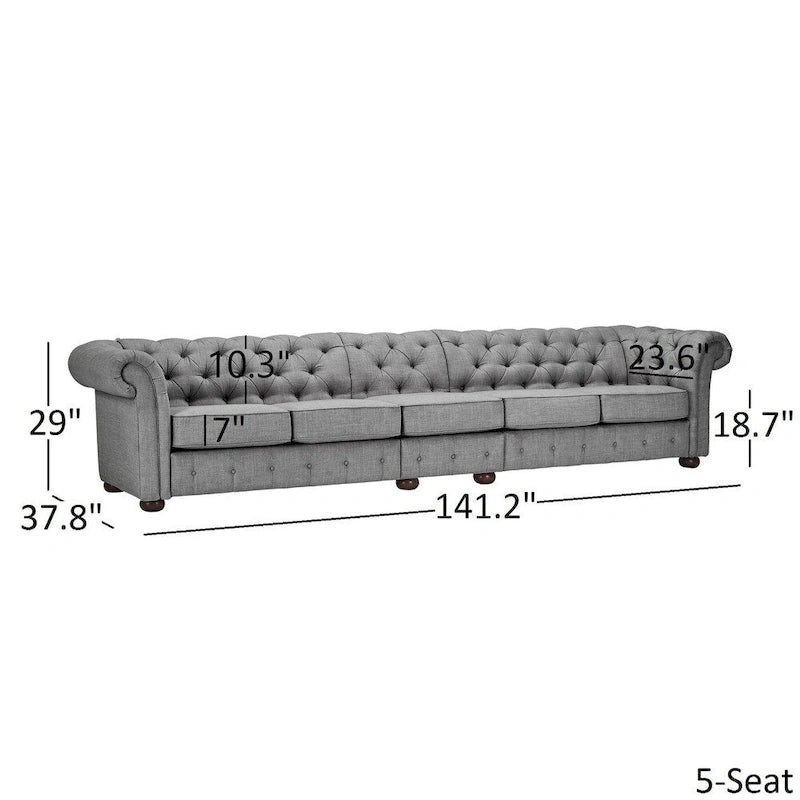 Canapé Chesterfield extra long gris clair Knightsbridge par Artisan