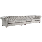 Canapé Chesterfield extra long gris clair Knightsbridge par Artisan