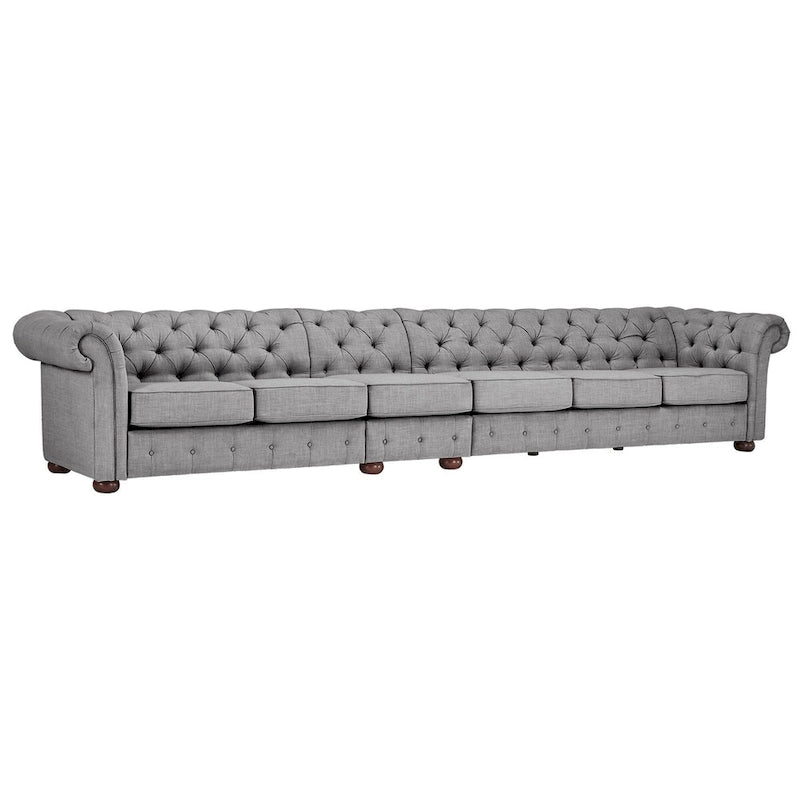 Canapé Chesterfield extra long gris clair Knightsbridge par Artisan