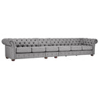 Canapé Chesterfield extra long gris clair Knightsbridge par Artisan