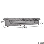 Canapé Chesterfield extra long gris clair Knightsbridge par Artisan