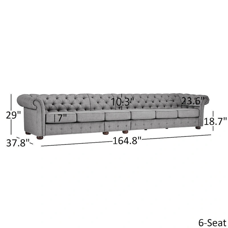 Canapé Chesterfield extra long gris clair Knightsbridge par Artisan