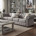 Canapé Chesterfield extra long gris clair Knightsbridge par Artisan