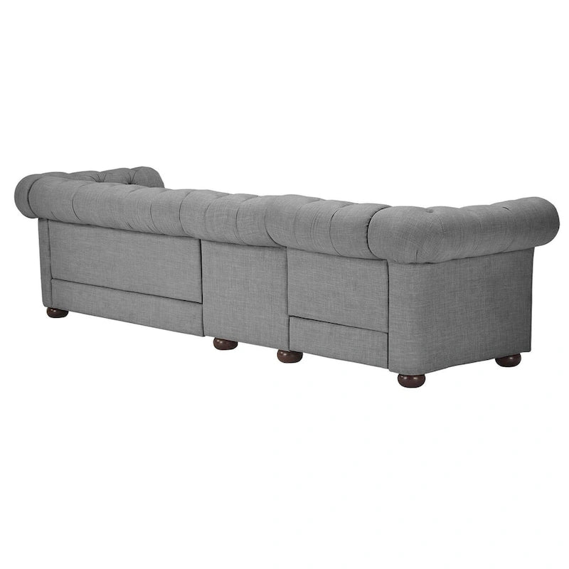 Canapé Chesterfield extra long gris clair Knightsbridge par Artisan