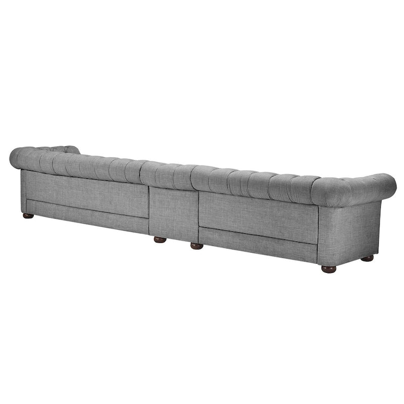 Canapé Chesterfield extra long gris clair Knightsbridge par Artisan