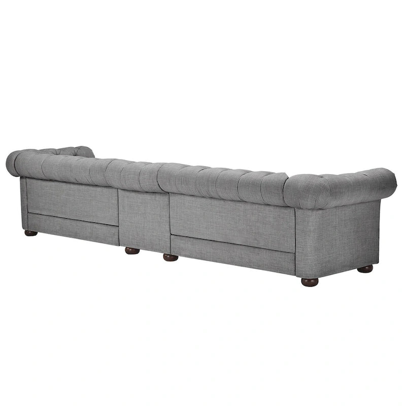 Canapé Chesterfield extra long gris clair Knightsbridge par Artisan