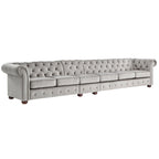 Canapé Chesterfield extra long gris clair Knightsbridge par Artisan