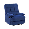   36 Inch Manual Recliner Chair, Cushioned, Blue Velvet, Solid Wood