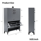Meuble à chaussures pour entrée, organiseur autoportant avec 2 tiroirs basculants, rangement à chaussures caché pour couloir/penderie