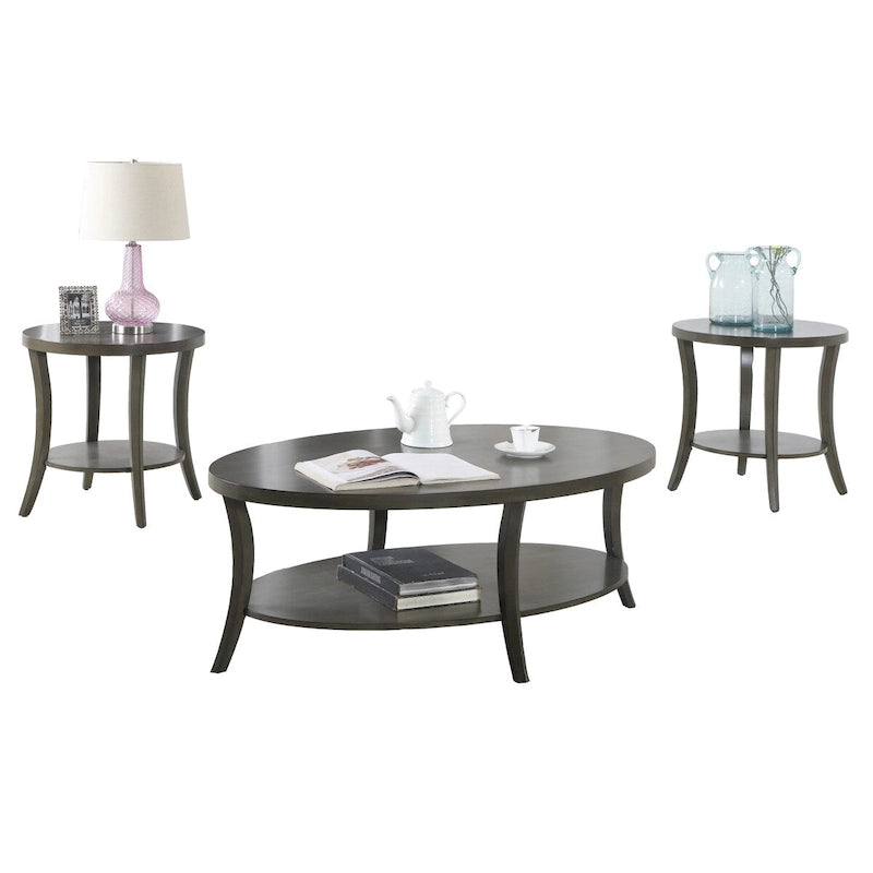 Lot de 3 tables basses avec étagère