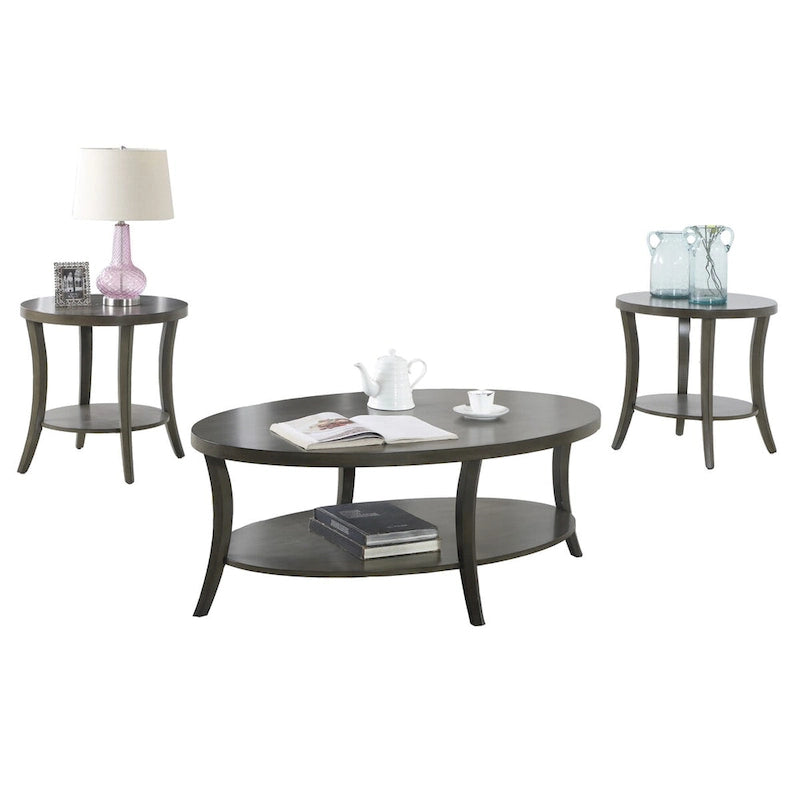 Lot de 3 tables basses avec étagère