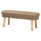 Banc d'appoint Denver en bois d'acacia et herbe marine naturelle, style bohème moderne