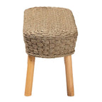 Banc d'appoint Denver en bois d'acacia et herbe marine naturelle, style bohème moderne