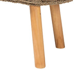 Banc d'appoint Denver en bois d'acacia et herbe marine naturelle, style bohème moderne