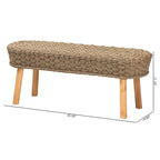 Banc d'appoint Denver en bois d'acacia et herbe marine naturelle, style bohème moderne