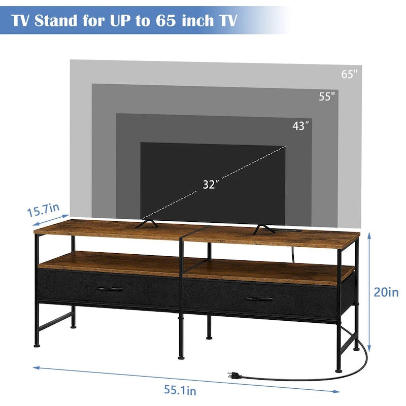 Meuble TV banc avec tiroirs de rangement