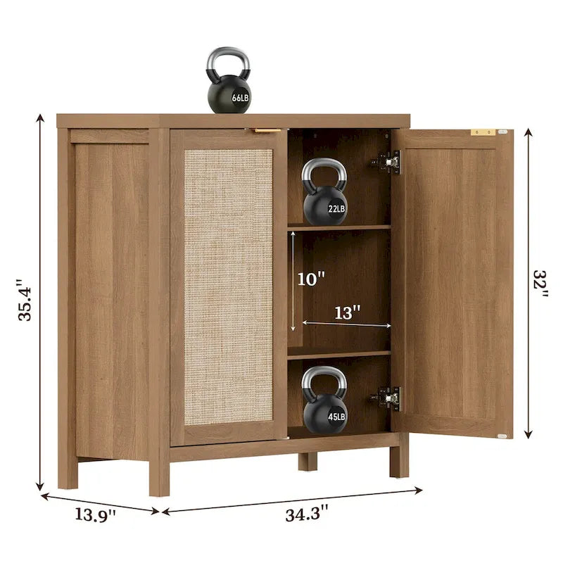 Bahut en rotin, lot de 2 avec 2 portes - S.O.