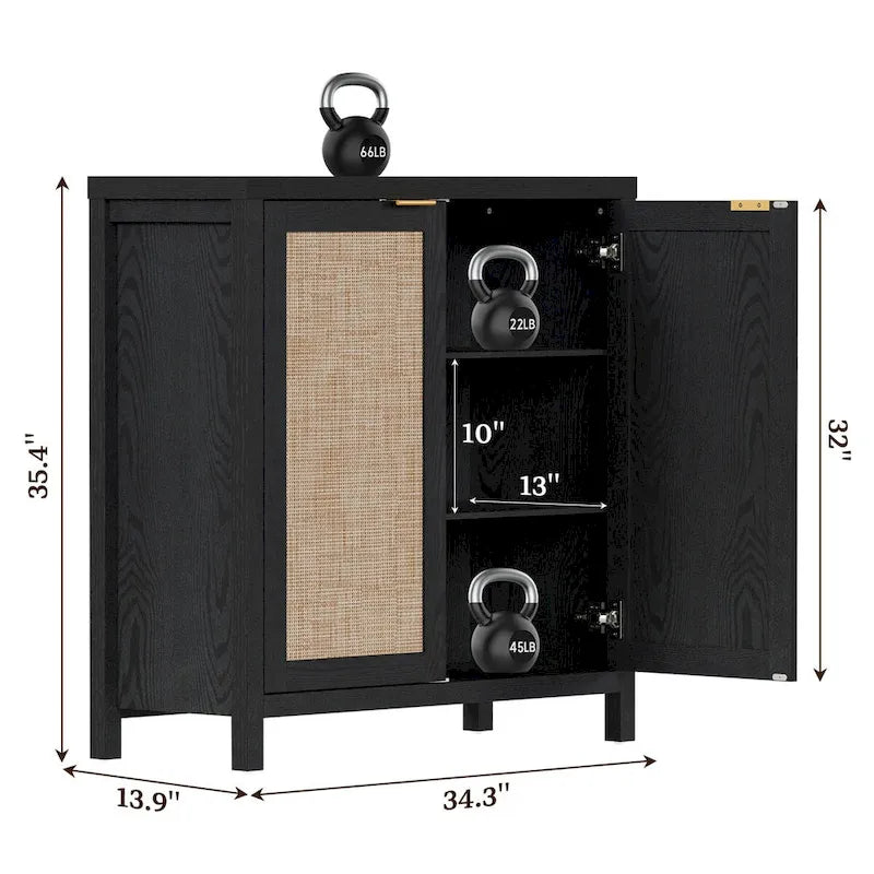 Bahut en rotin, lot de 2 avec 2 portes - S.O.