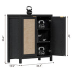 Bahut en rotin, lot de 2 avec 2 portes - S.O.