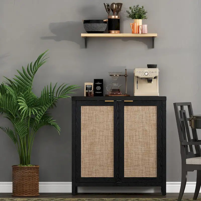 Bahut en rotin, lot de 2 avec 2 portes - S.O.
